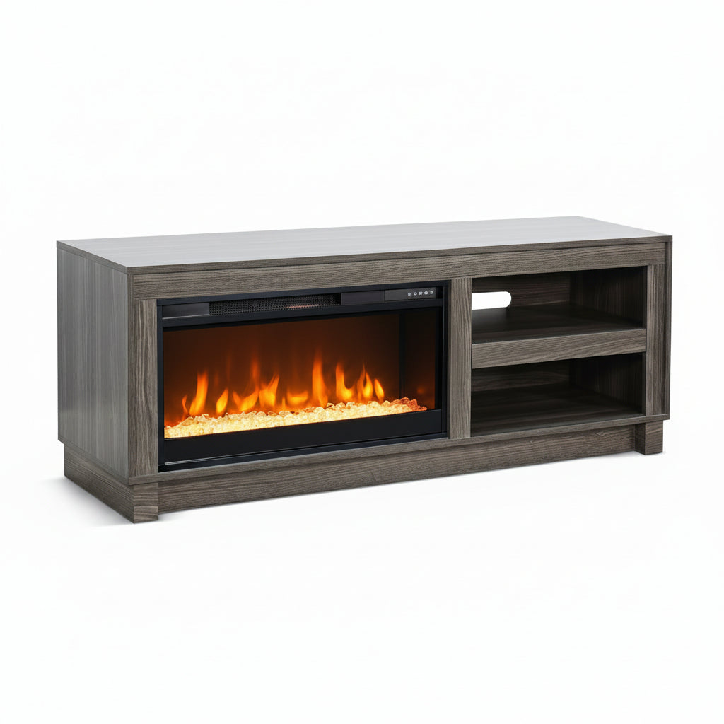3501GWM Media Console Rustic TV Stand Gary/Brown  (56-inch, Not Contain Fireplace, W/28'' Fireplace Option 2001B-28W&C)