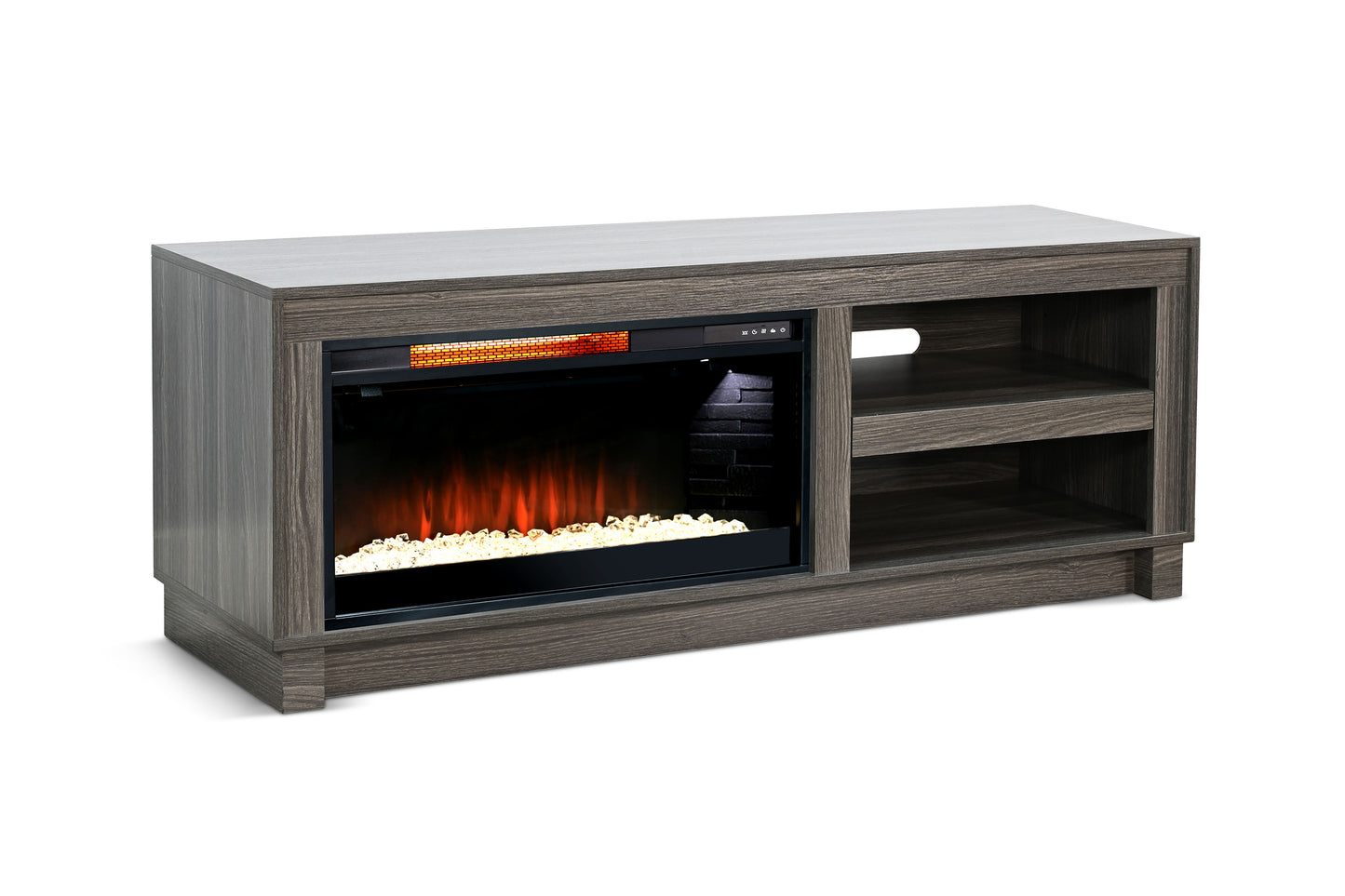 3501GWM Media Console Rustic TV Stand Gary/Brown  (56-inch, Not Contain Fireplace, W/28'' Fireplace Option 2001B-28W&C)