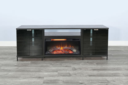 3502BOM Media Console Rustic TV Stand Black (70-inch, Not Contain Fireplace, W/28'' Fireplace Option 2001B-28W&C)