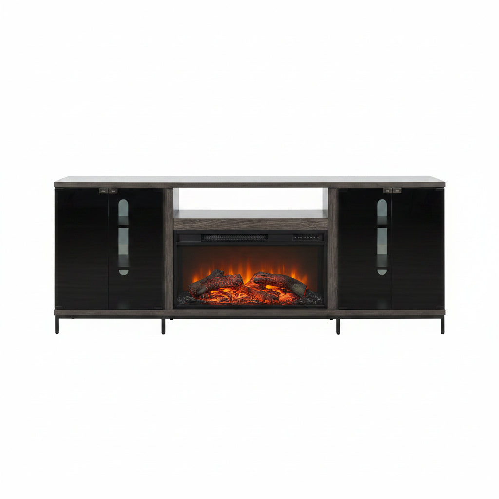 3502GOM Media Console Rustic TV Stand  Grey Walnut  (70-inch, Not Contain Fireplace, W/28'' Fireplace Option 2001B-28W&C)