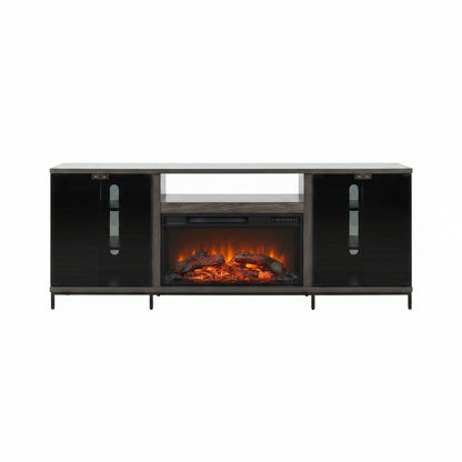 3502GOM Media Console Rustic TV Stand  Grey Walnut  (70-inch, Not Contain Fireplace, W/28'' Fireplace Option 2001B-28W&C)