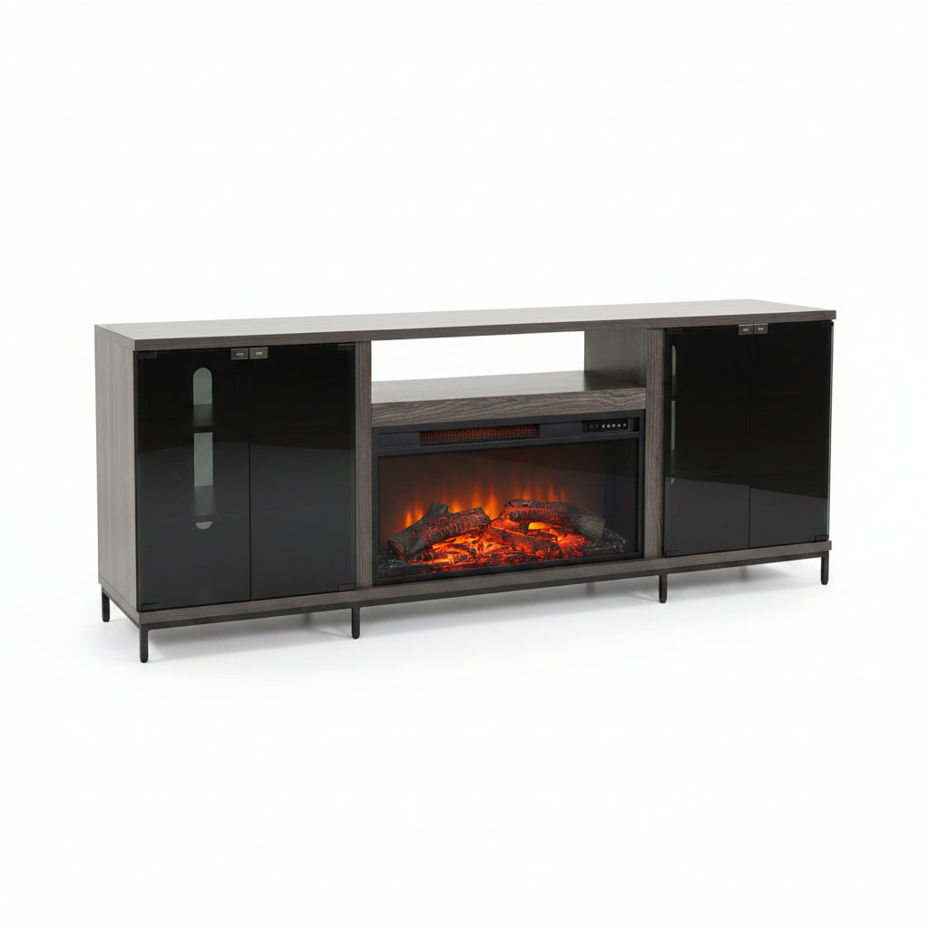 3502GOM Media Console Rustic TV Stand  Grey Walnut  (70-inch, Not Contain Fireplace, W/28'' Fireplace Option 2001B-28W&C)