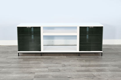 3502WOM Media Console Rustic TV Stand White (70-inch, Not Contain Fireplace, W/28'' Fireplace Option 2001B-28W&C)