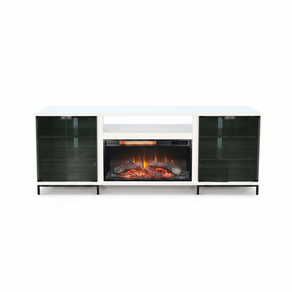 3502WOM Media Console Rustic TV Stand White (70-inch, Not Contain Fireplace, W/28'' Fireplace Option 2001B-28W&C)