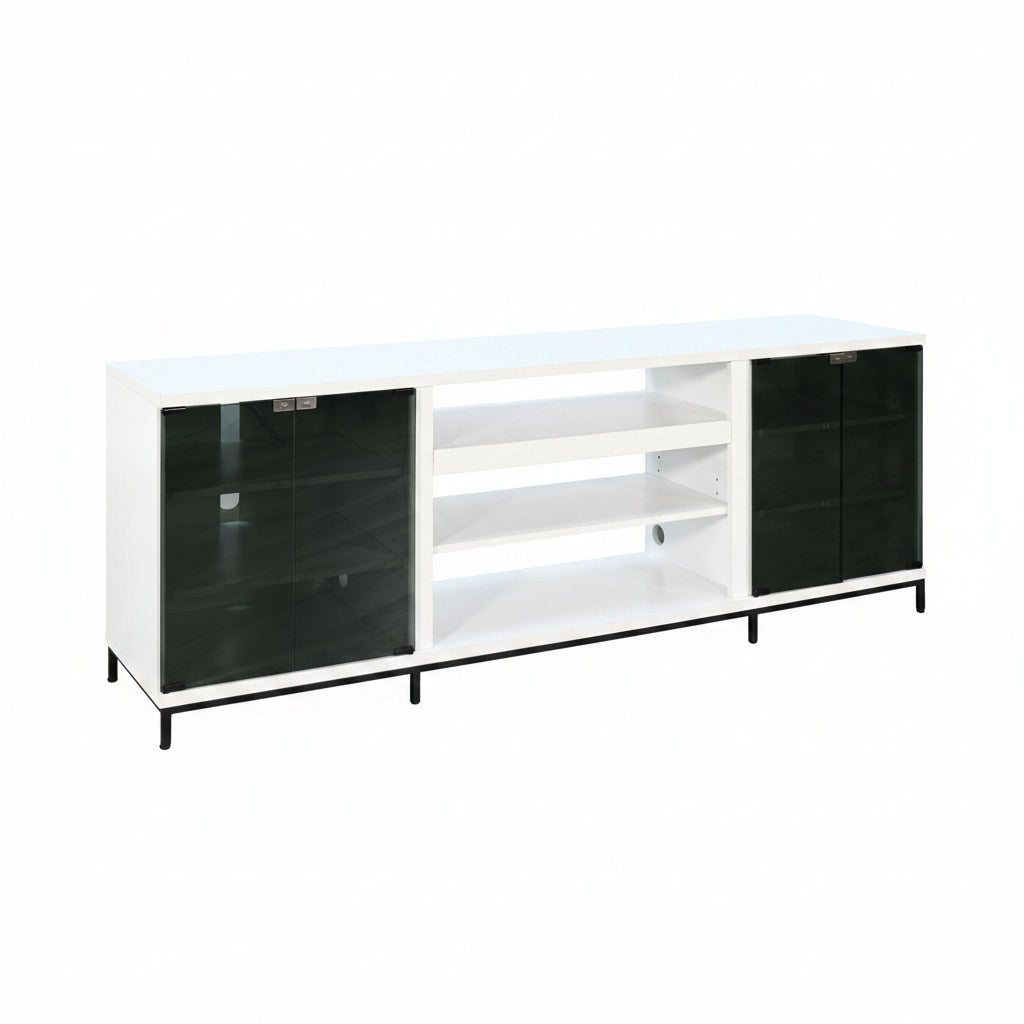 3502WOM Media Console Rustic TV Stand White (70-inch, Not Contain Fireplace, W/28'' Fireplace Option 2001B-28W&C)