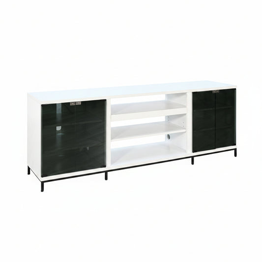 3502WOM Media Console Rustic TV Stand White (70-inch, Not Contain Fireplace, W/28'' Fireplace Option 2001B-28W&C)