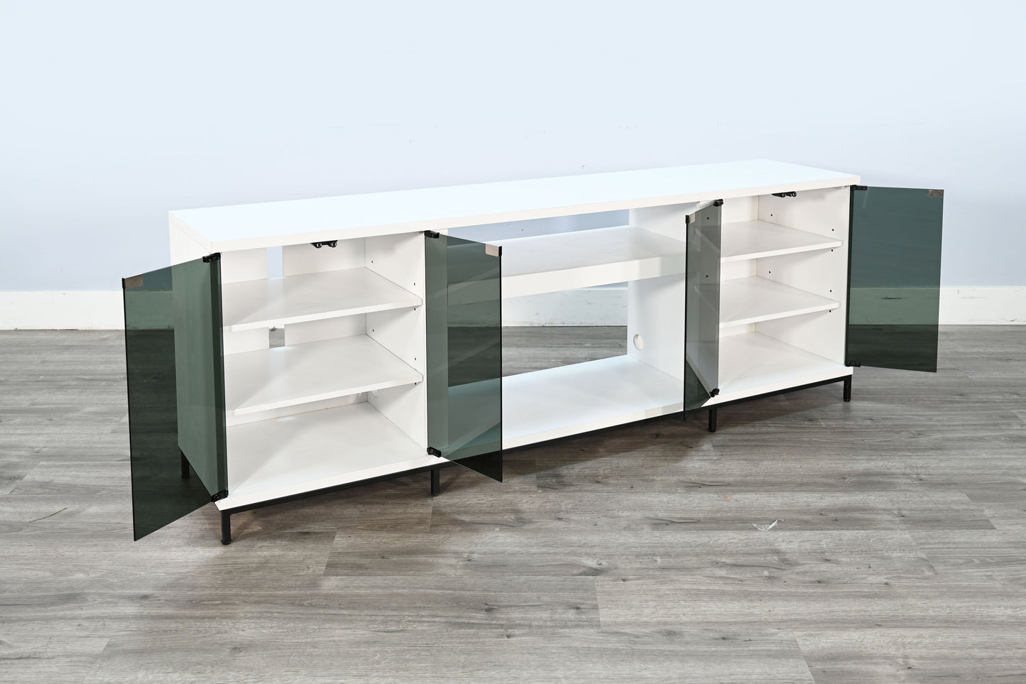 3502WOM Media Console Rustic TV Stand White (70-inch, Not Contain Fireplace, W/28'' Fireplace Option 2001B-28W&C)
