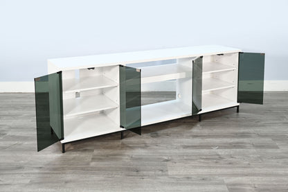 3502WOM Media Console Rustic TV Stand White (70-inch, Not Contain Fireplace, W/28'' Fireplace Option 2001B-28W&C)