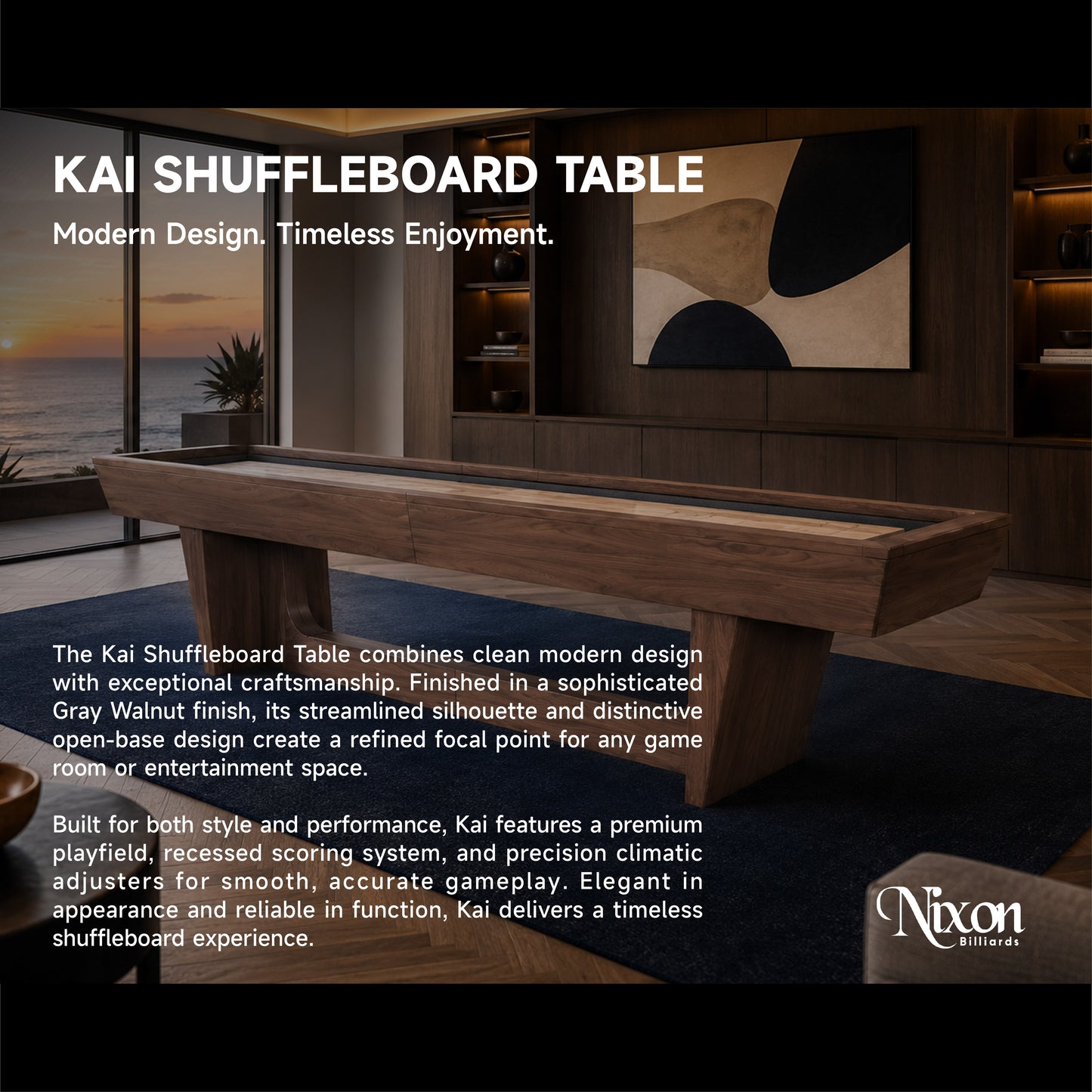 KAI Shuffleboard Table - Grey Walnut Finish