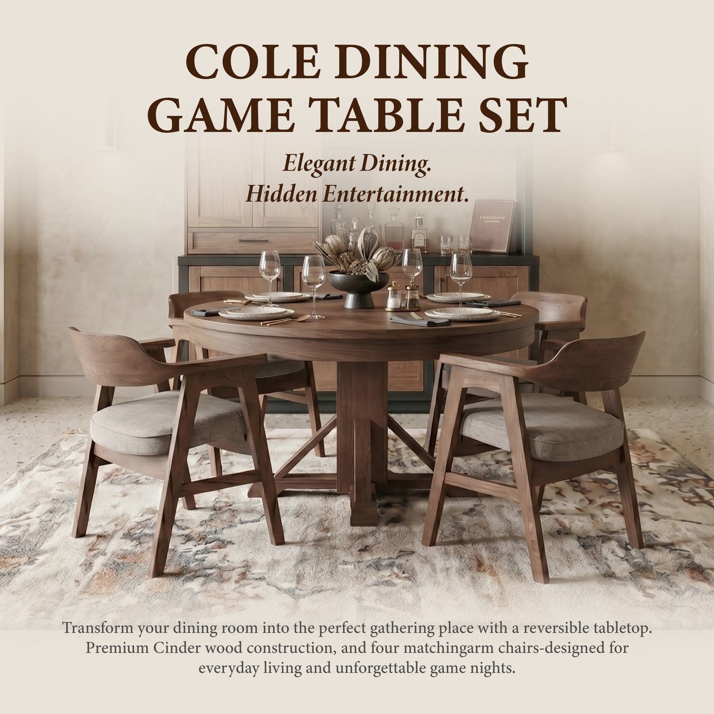 Cole  - Poker Game & Dining Table (Cinder Finish)
