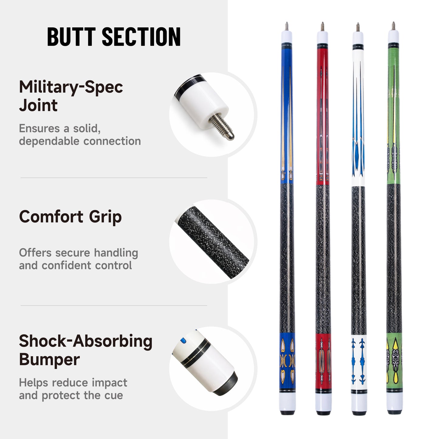Empire USA - Classic Color Series 4-Piece 1/2 Pool Cue Set