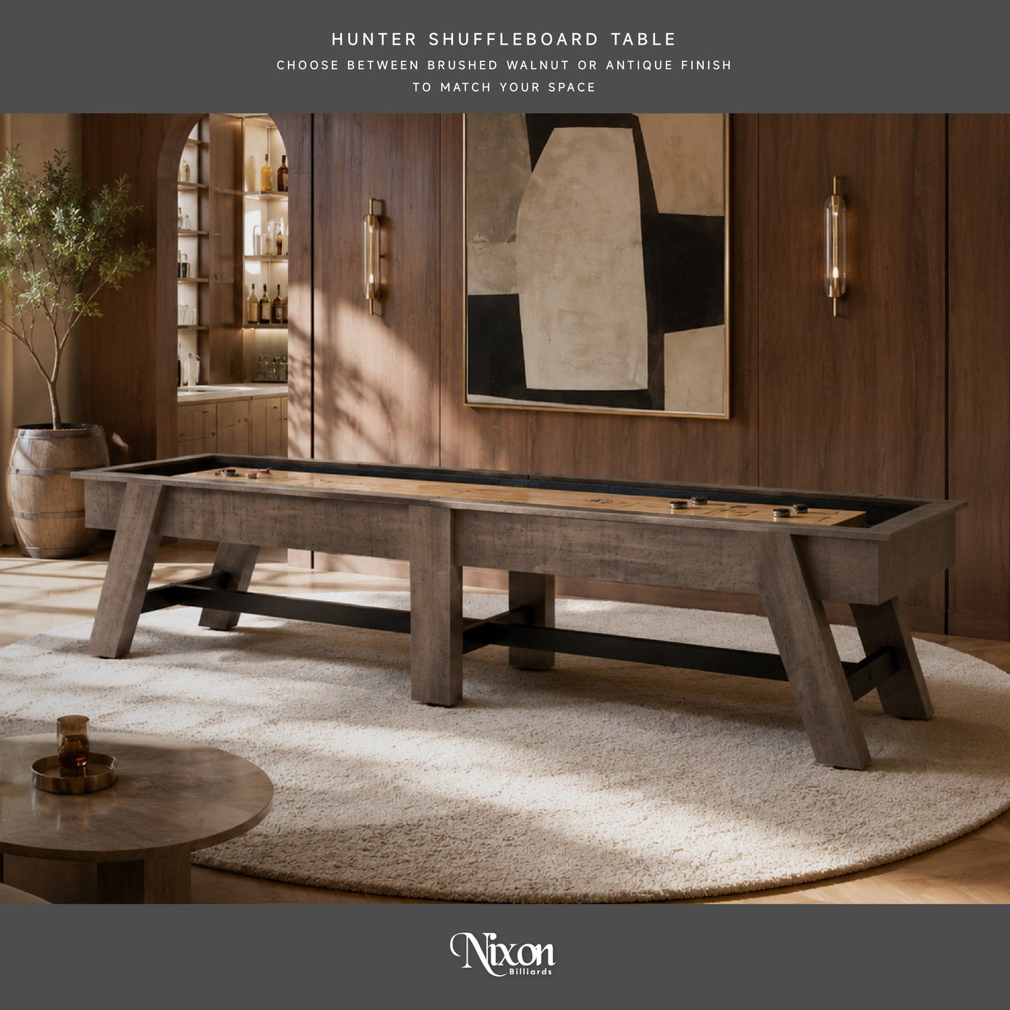 Hunter Shuffleboard Table - Antique Finish