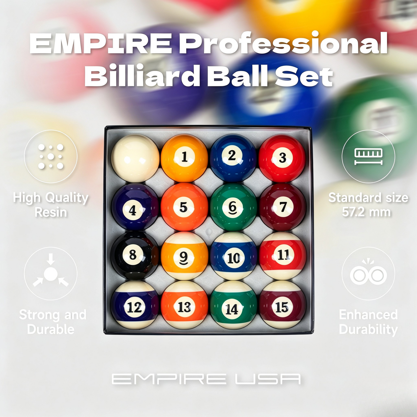 Empire USA Billiard Economy Ball Set, 2.25-Inch