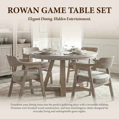 Rowan - Poker Game & Dining Table Set (Light Grey Finish)