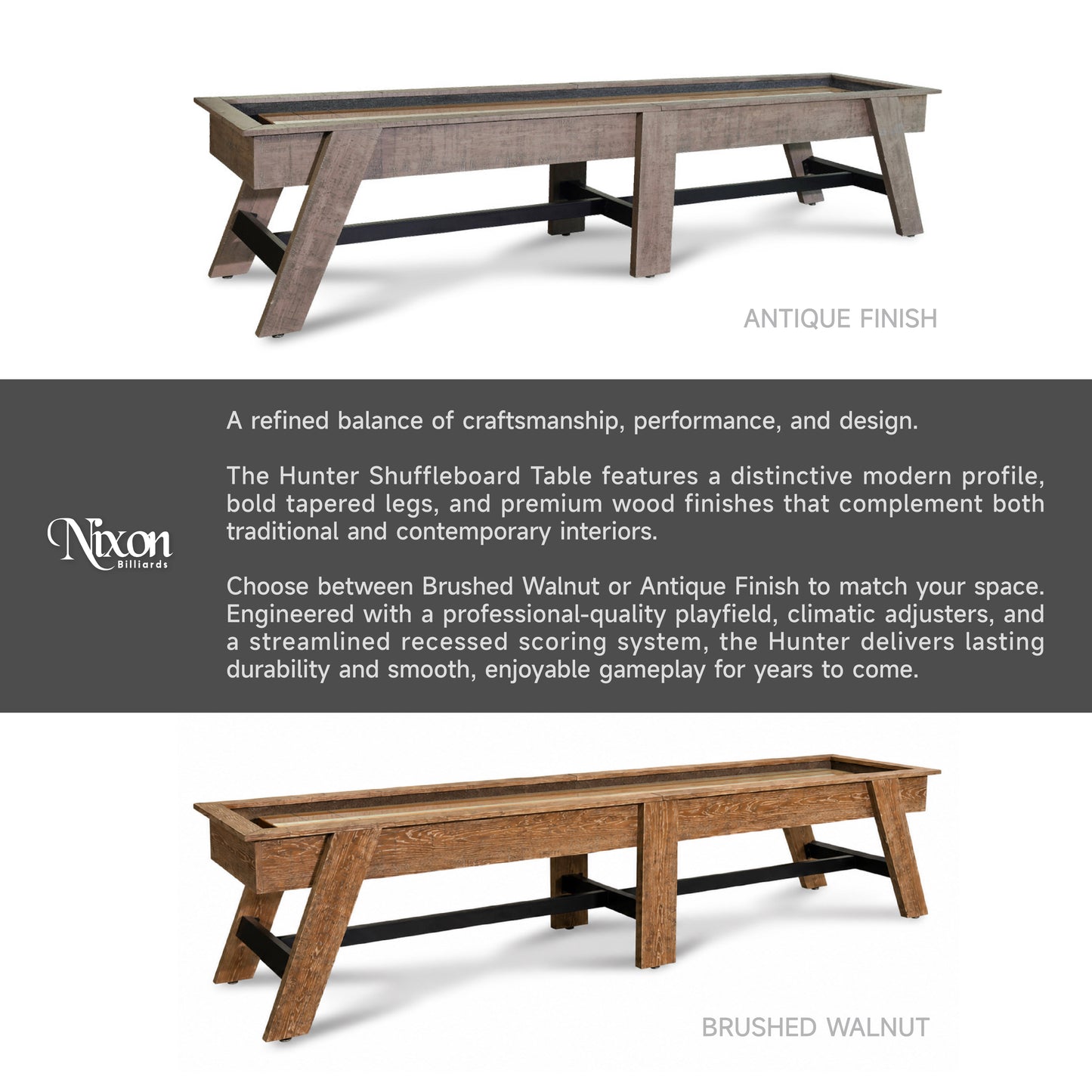 Hunter Shuffleboard Table - Antique Finish