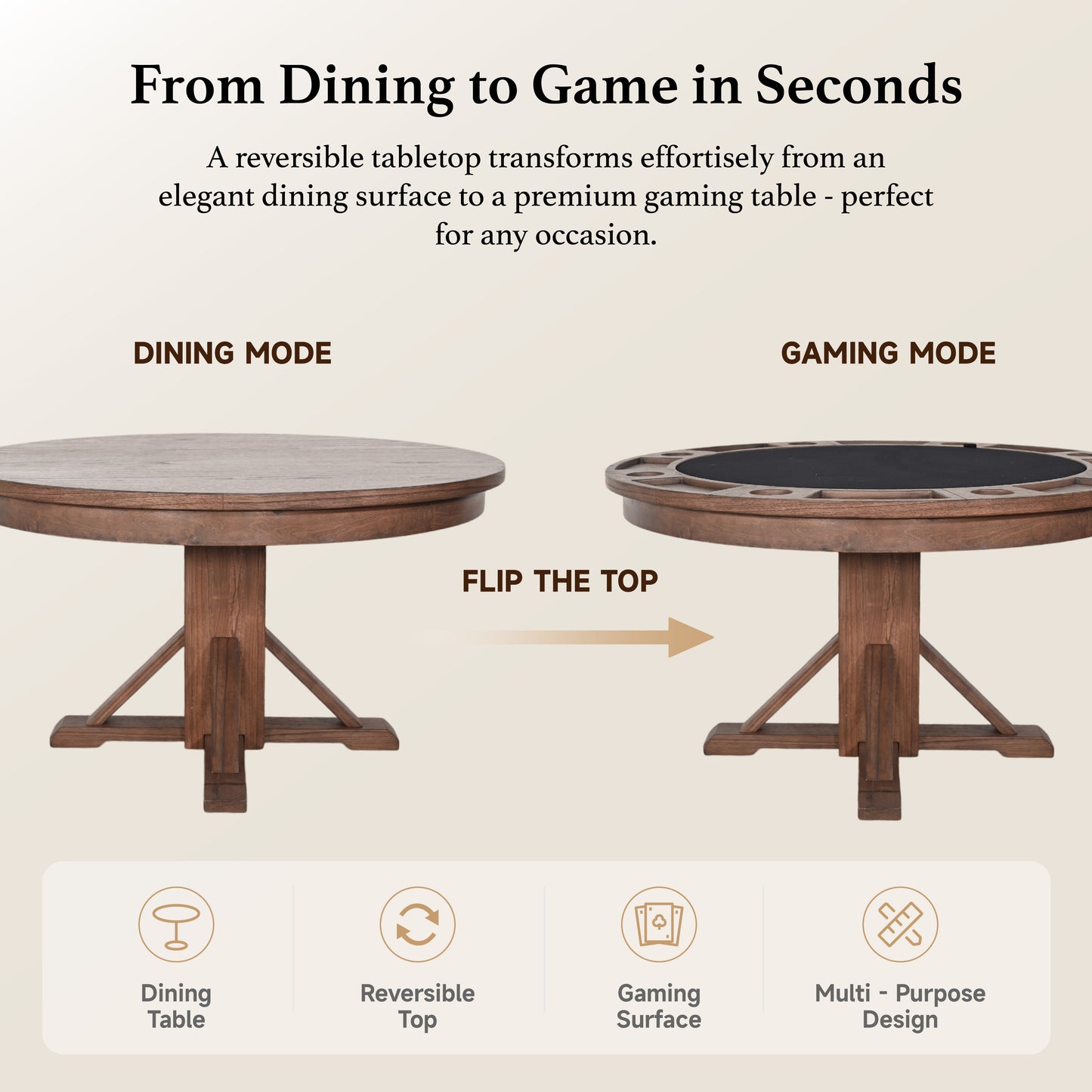 Cole  - Poker Game & Dining Table (Cinder Finish)