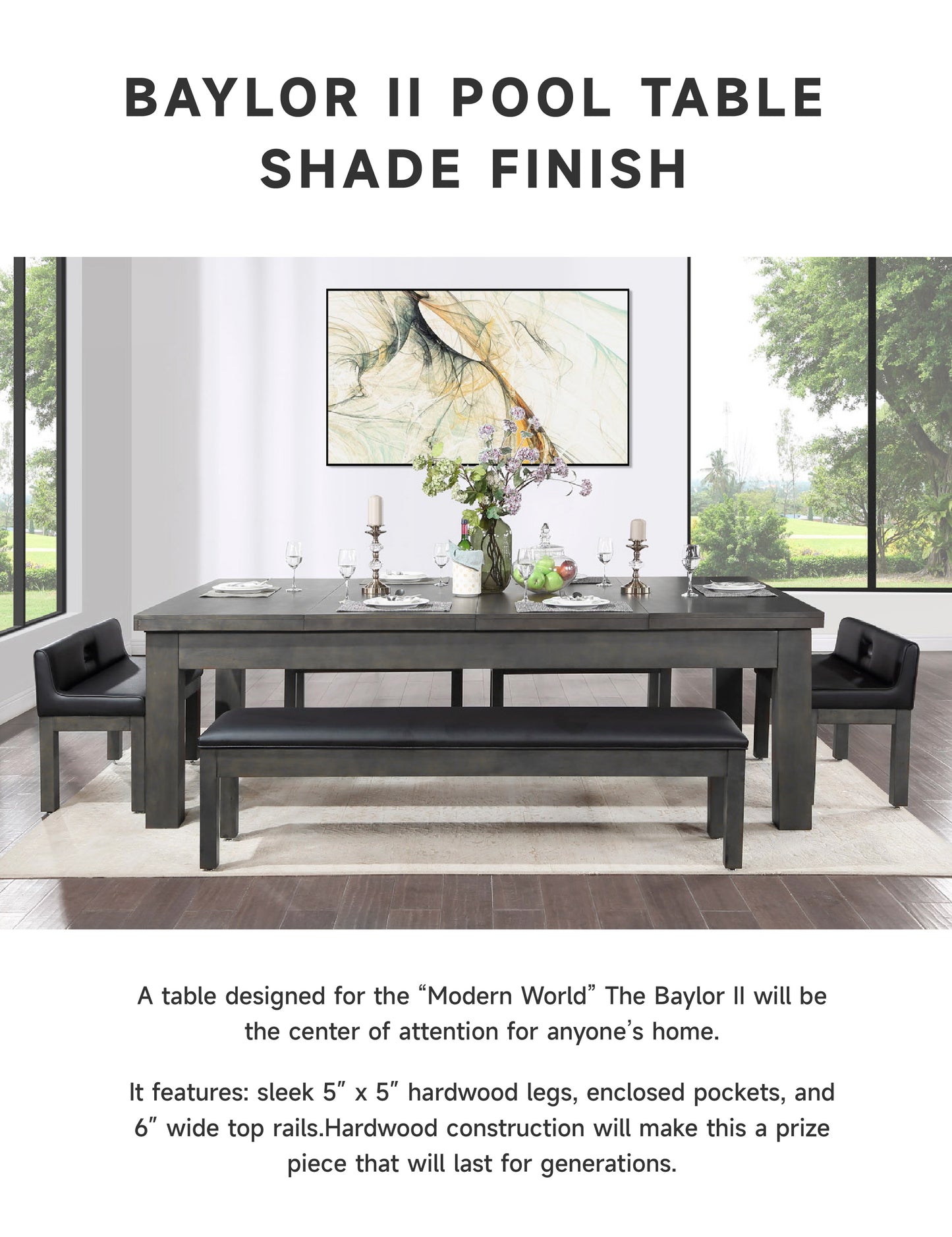 Baylor Ⅱ Slate Pool Table - Shade Finish