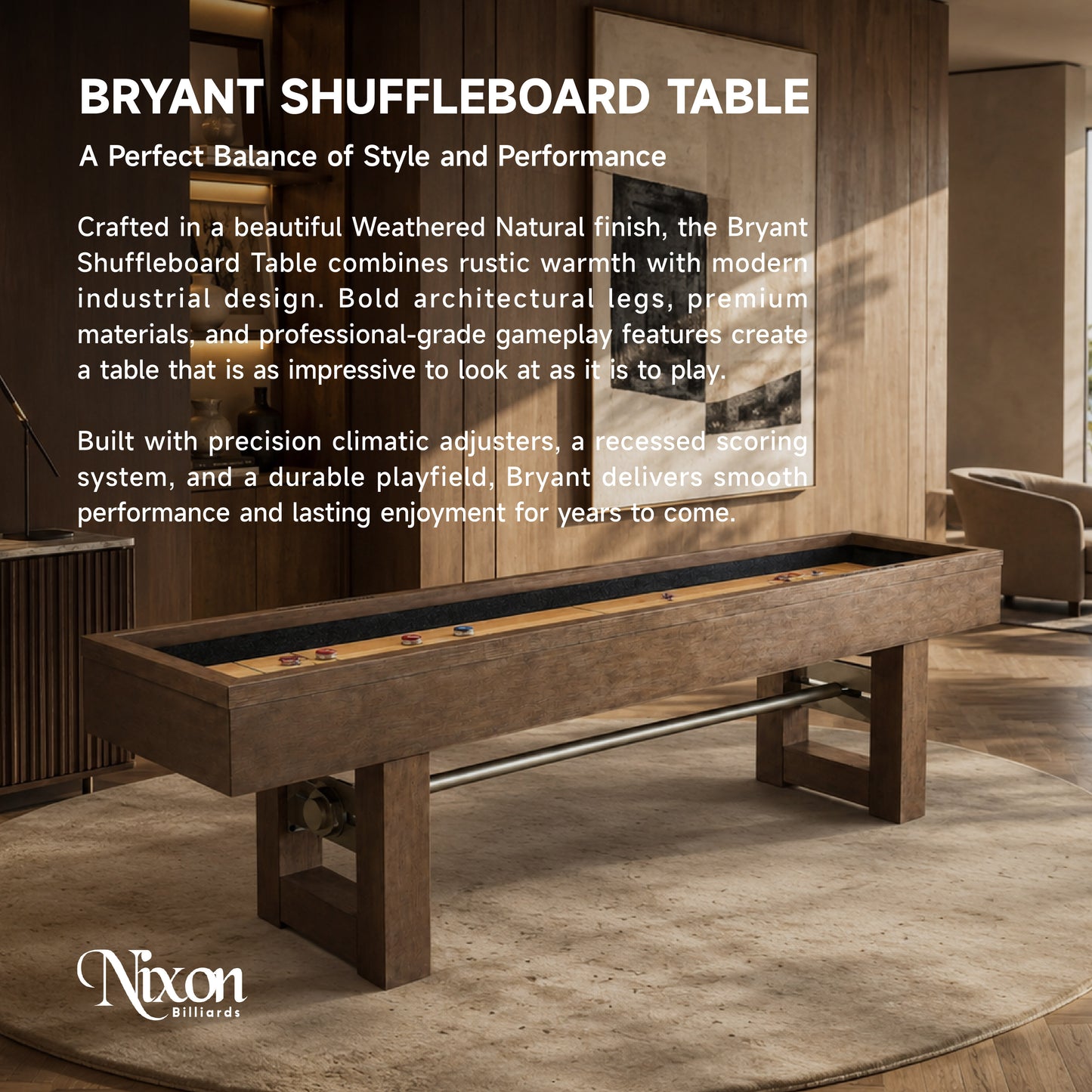 Bryant Shuffleboard Table - Weathered Natural Finish
