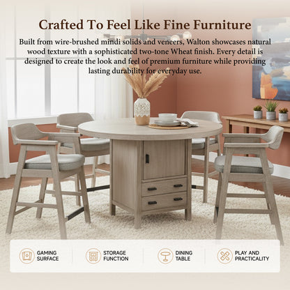 Walton - Poker Game & Dining Table (Wheat Finish)