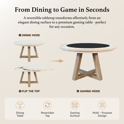 Rowan - Poker Game & Dining Table Set (Light Grey Finish)