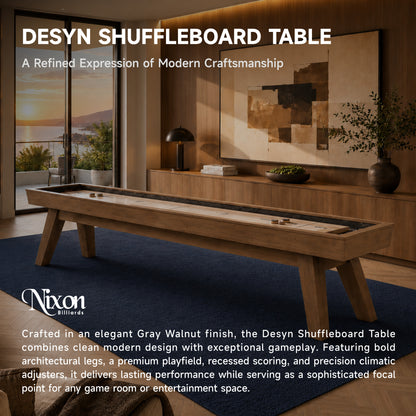 Desyn Shuffleboard Table - Grey Walnut Finish