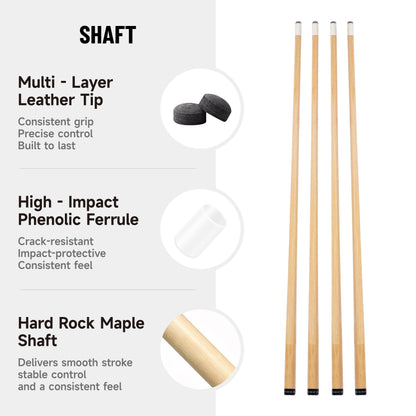 Empire USA - Classic Color Series 4-Piece 1/2 Pool Cue Set