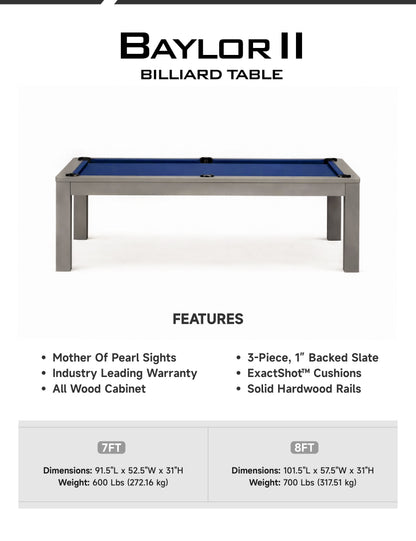 Baylor Ⅱ Slate Pool Table - Shade Finish