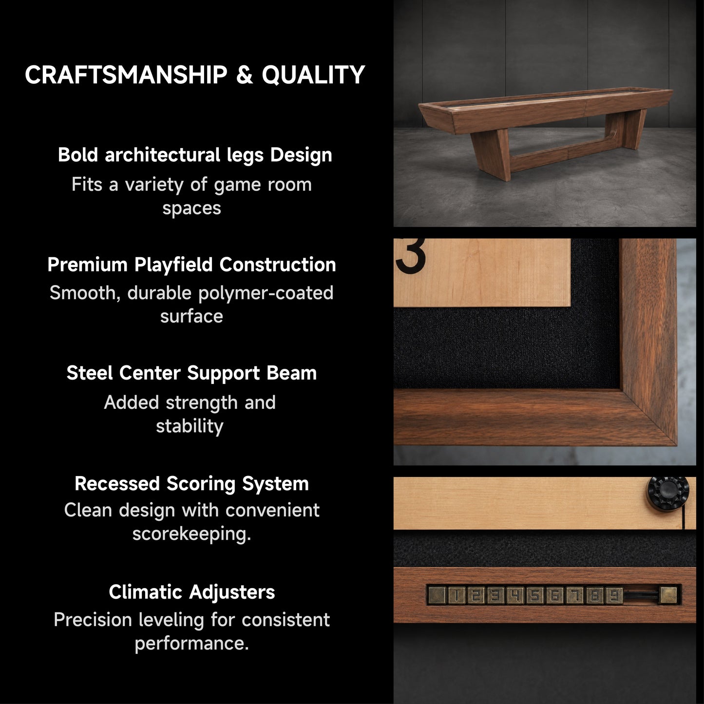 KAI Shuffleboard Table - Grey Walnut Finish