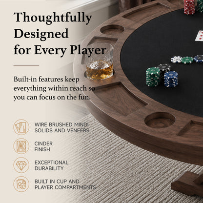 Cole - Poker Game & Dining Table Set (Cinder Finish)