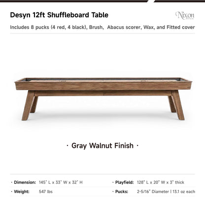 Desyn Shuffleboard Table - Grey Walnut Finish