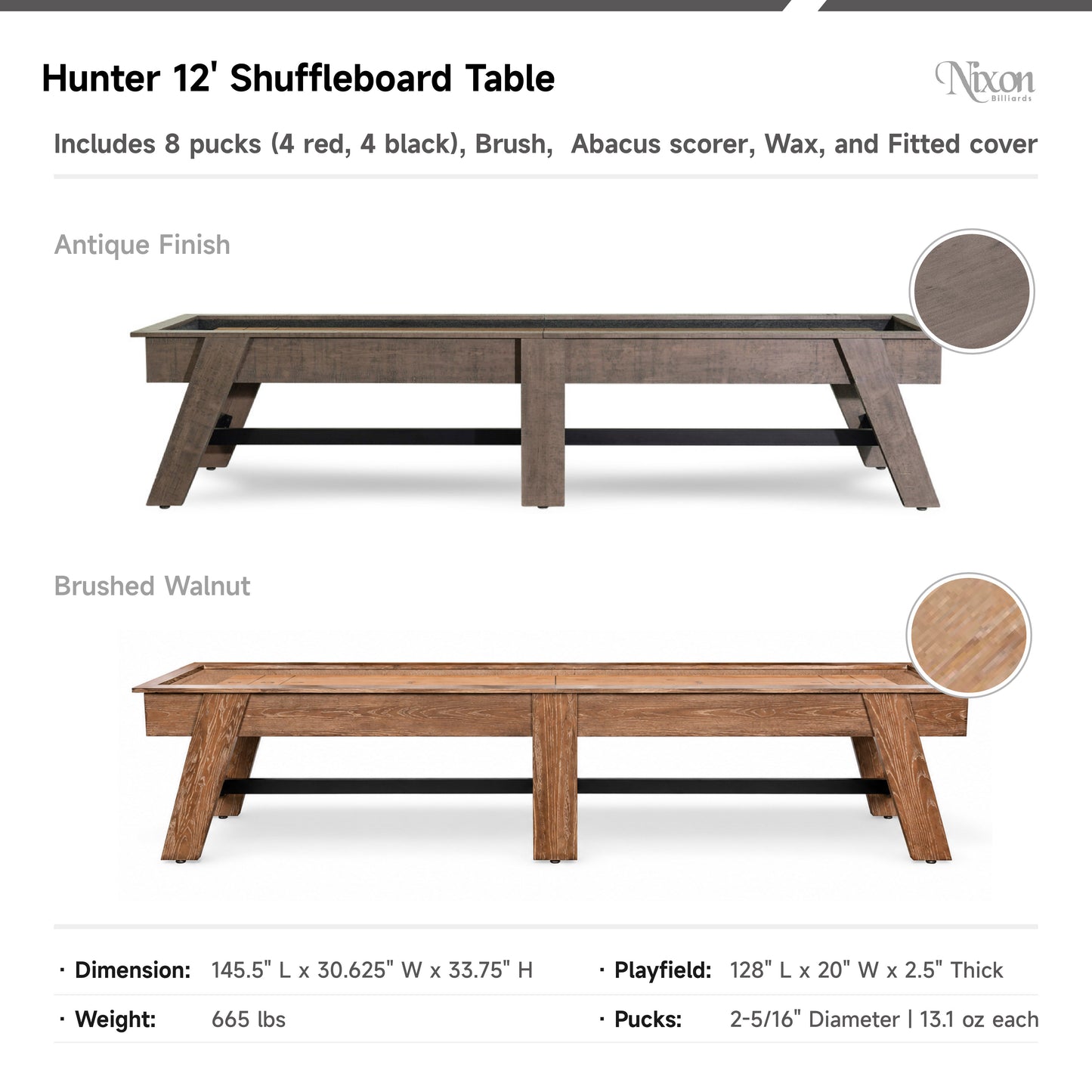 Hunter Shuffleboard Table - Antique Finish
