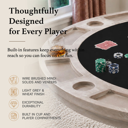 Rowan - Poker Game & Dining Table Set (Light Grey Finish)