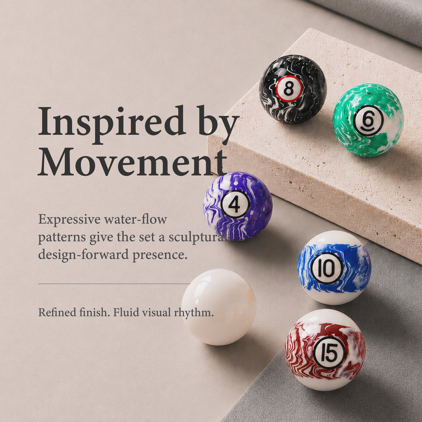 Empire USA   Color.Marble Billiard Ball Set, Colorful Striped Pattern