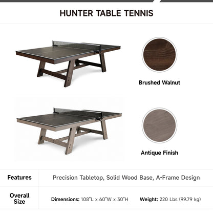 Nixon Billiards - Hunter Ping Pong Table - Brushed Walnut