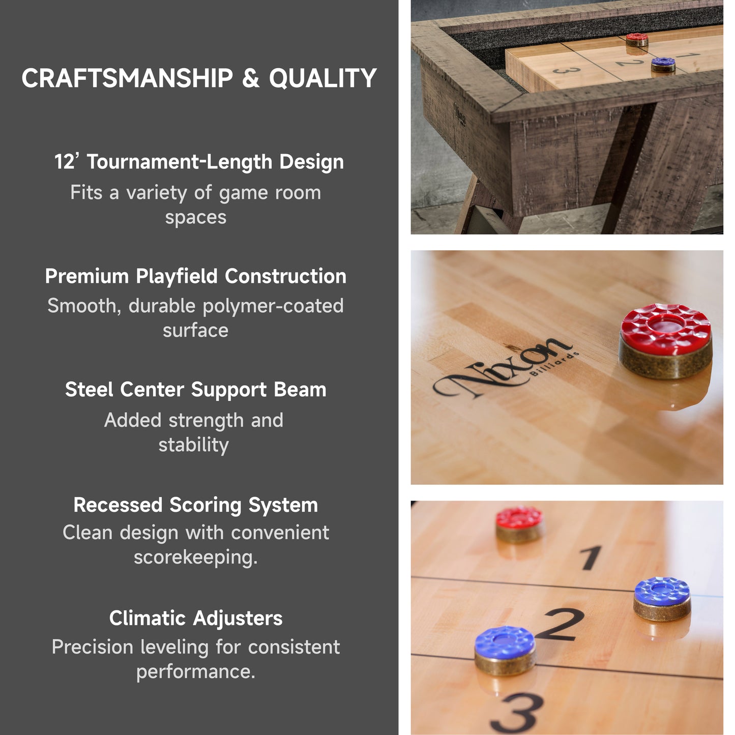 Hunter Shuffleboard Table - Brushed Walnut