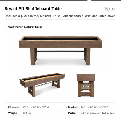 Bryant Shuffleboard Table - Weathered Natural Finish