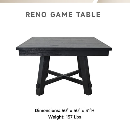 Reno - Poker Game & Dining Table Set (Blackwashed Finish)