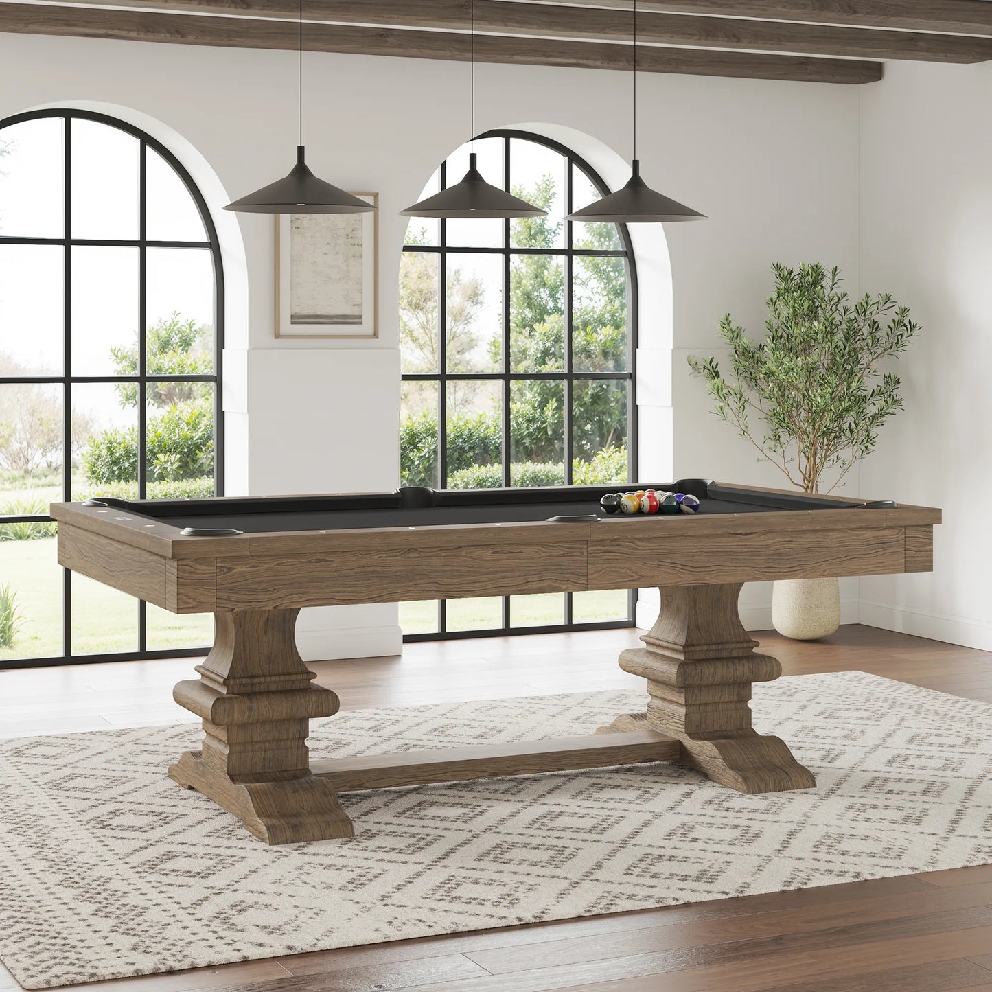 Beaumont Wool Pool Table - Silvered Ash Finish