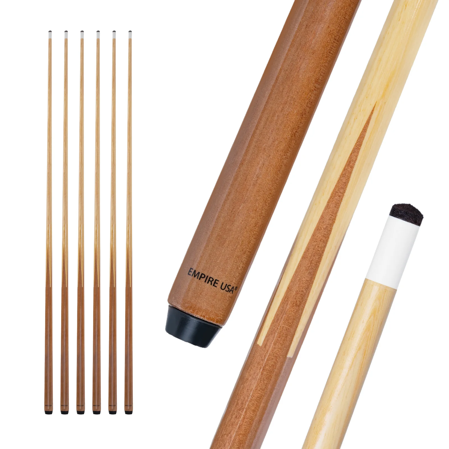 Empire USA 57" 4-Prong House & Bar Billiard Pool Cue Stick (Set of 6)
