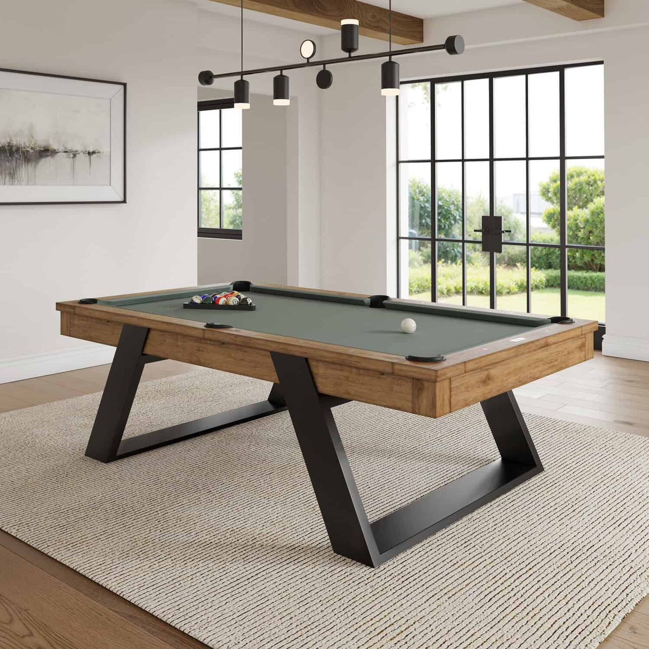 Modesto Wood Pool Table - Whiskey Finish