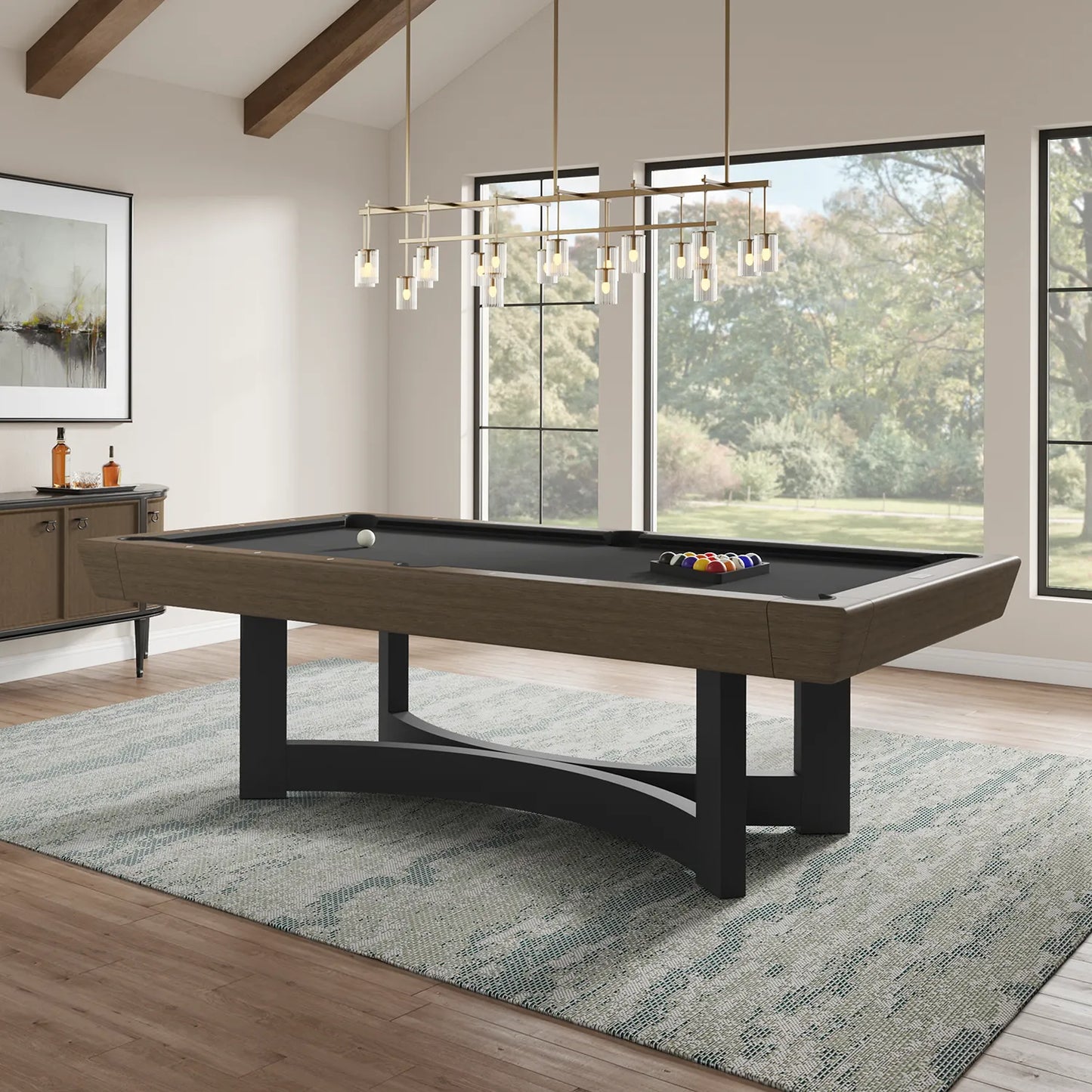 Novato Wood Pool Table - Brushed Walnut Finish