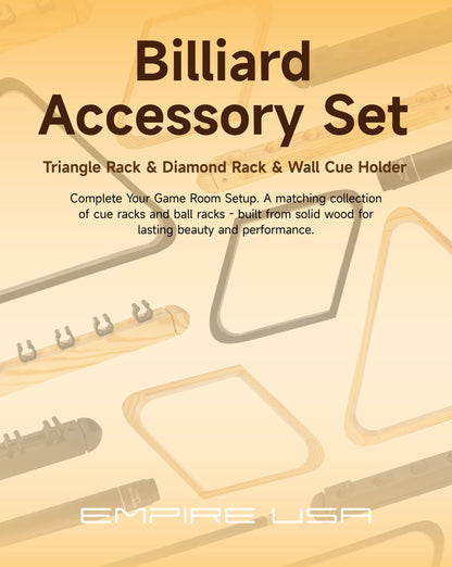 Empire USA - Burlywood Pool Cue Rack Set with Triangle and Diamond Racks, 6 Stick Holders, Natural Pine