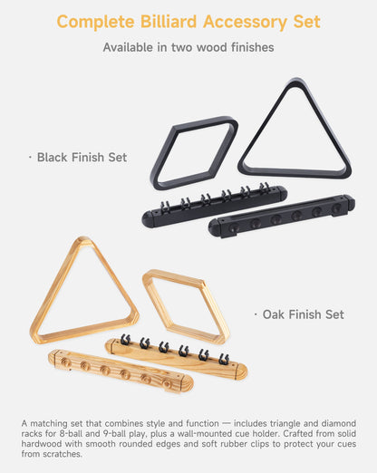 Empire USA - Burlywood Pool Cue Rack Set with Triangle and Diamond Racks, 6 Stick Holders, Natural Pine