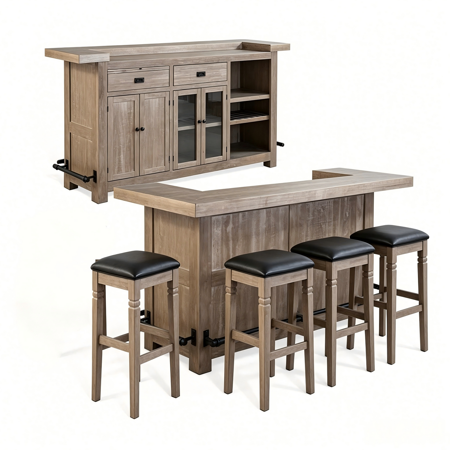 Pinehurst 80” Home Bar -  Mountain Smoke Finish
