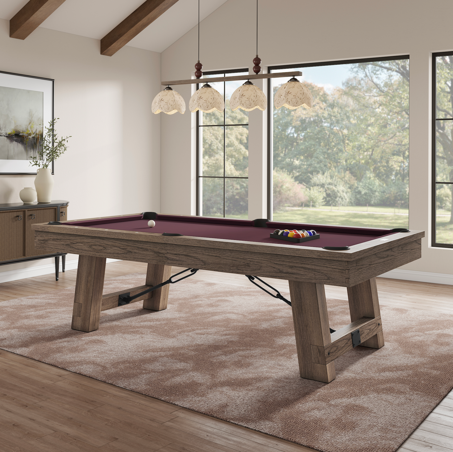 Isaac Wood Pool Table - Silvered Ash Finish