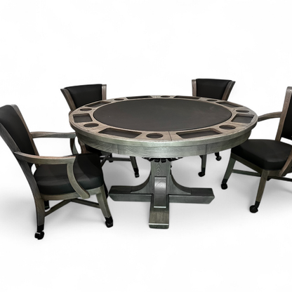Kai - Poker Table, Bumper Pool Table, Dining Table 3 in 1 - Greyson grey  Finish