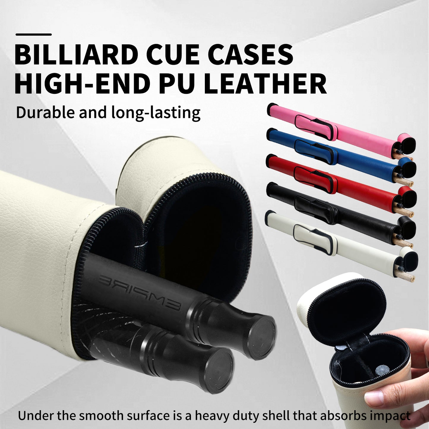 Empire USA - Billiard Pool Cue Hard Case, Holder for 1/2 Cue