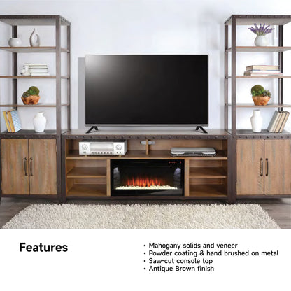 3652AG-78 Media Cabinet w/ Pier & 42" Fireplace Option TV Console/TV Stand Multi Color(78-Inch，optional Electric Fireplace,3658c&3658w-fpi)