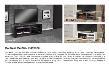 3501GWM Media Console Rustic TV Stand Gary/Brown  (56-inch, Not Contain Fireplace, W/28'' Fireplace Option 2001B-28W&C)