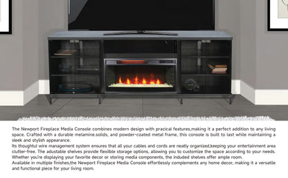 3502BOM Media Console Rustic TV Stand Black (70-inch, Not Contain Fireplace, W/28'' Fireplace Option 2001B-28W&C)